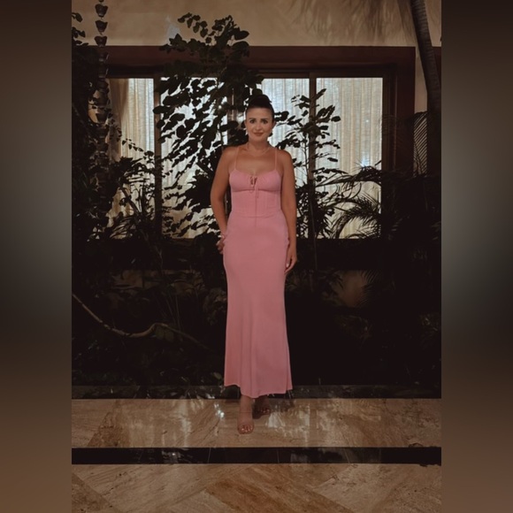 Dynamite pink corset linen blend dress - Picture 2 of 5